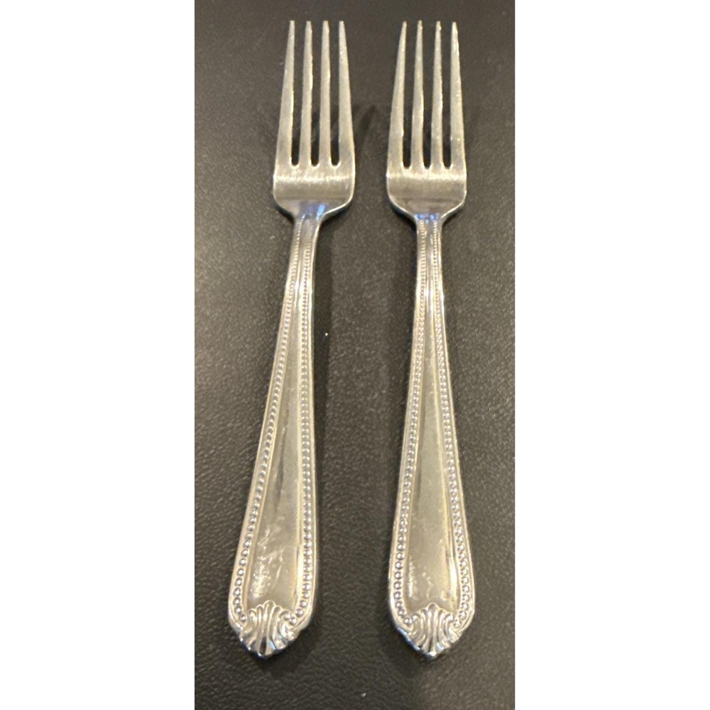 Lenox Bead Plume Glossy Salad Fork Forks Set Of 2 Stainless Flatware